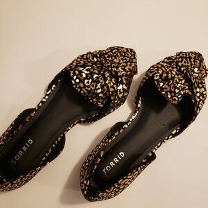 Torrid Metallic Gold D’Orsay Flats Leopard Print Pointed Toe 11WW